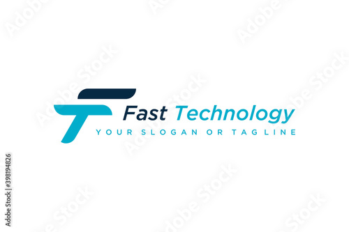 letter FT tech fast logo design concept vector