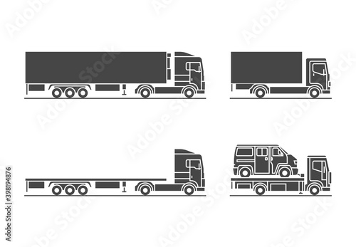 Sattelschlepper, LKWs und ein Abschleppdienst als Icons