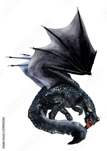 3D Rendering Fairy Tale Dragon on White