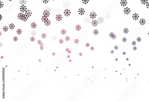 Dark Blue, Red vector pattern with christmas snowflakes.