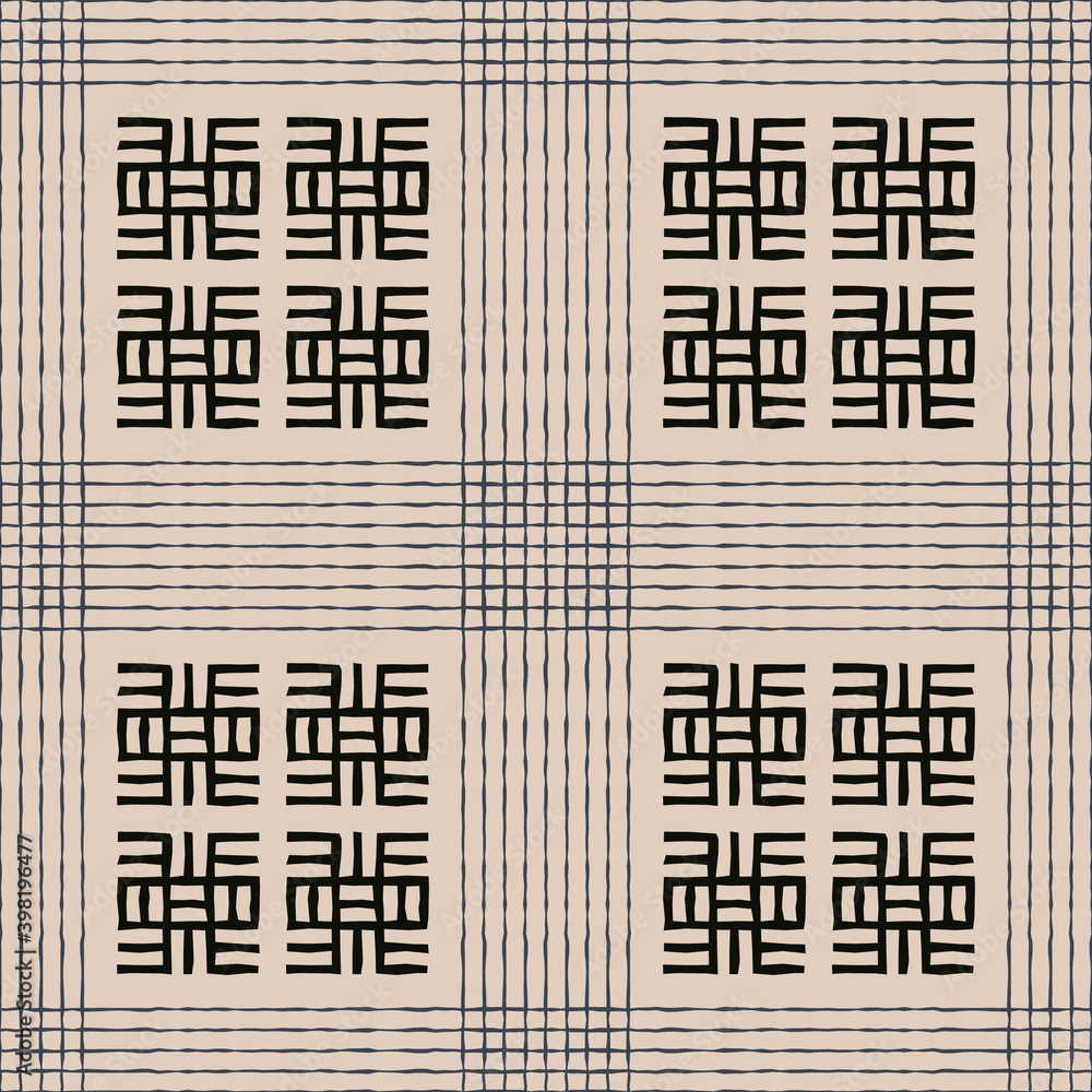 Seamless vector authentic fabric pattern with african adinkra symbols for your project Seamless vector authentic fabric pattern with african adinkra symbols for your project