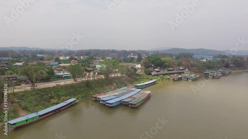 aerial flight over the cargo ship