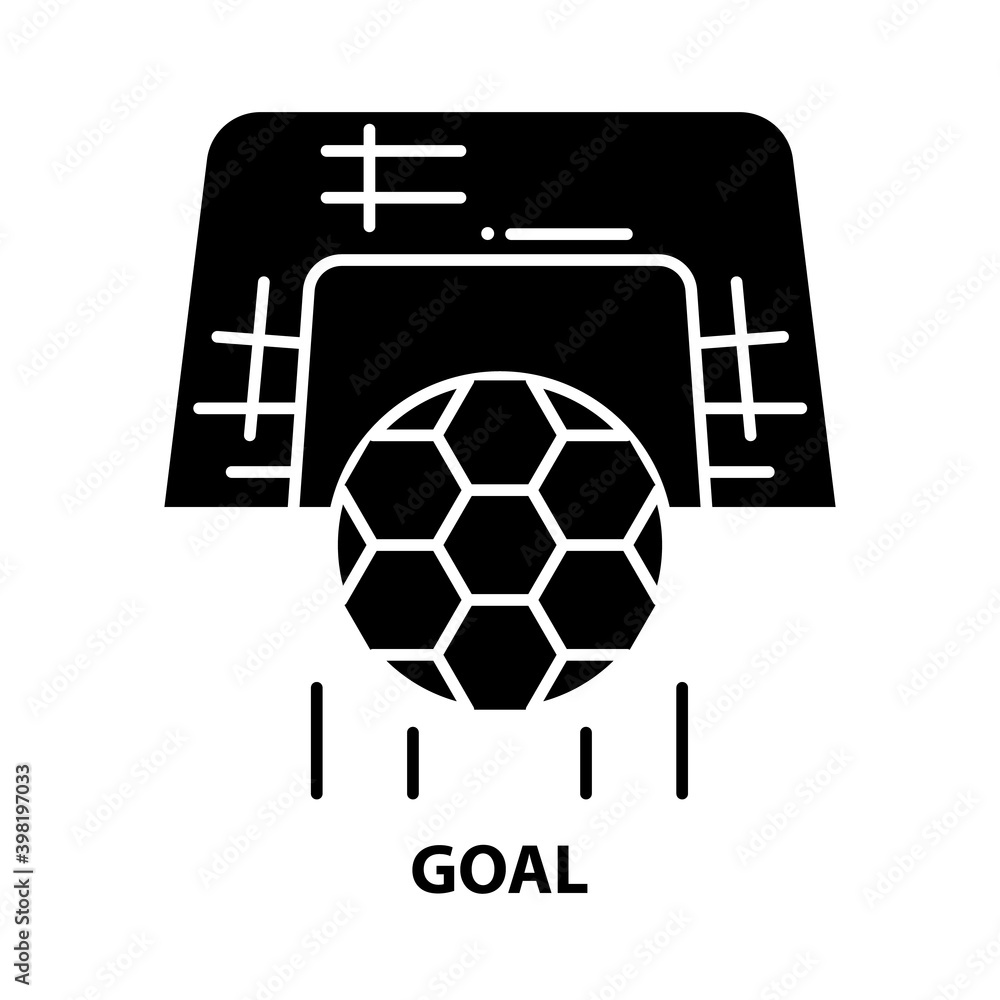 goal icon, black vector sign with editable strokes, concept illustration goal icon, black vector sign with editable strokes, concept illustration