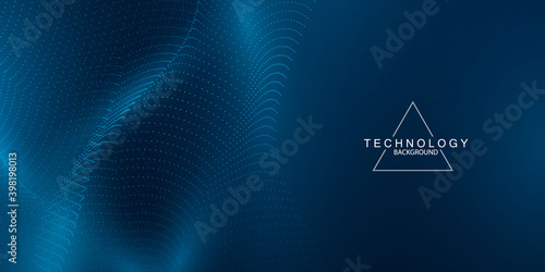 Abstract pattern and background poster with dynamic triangle. technology Particle Mist network Cyber security Vector illustration.