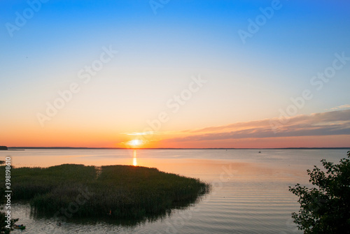 Sunset over Sniardwy lake in Poland, Mazury