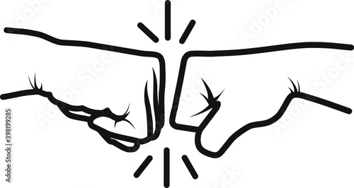 Two male hands that greet each other with fists bump and isolated on a white background