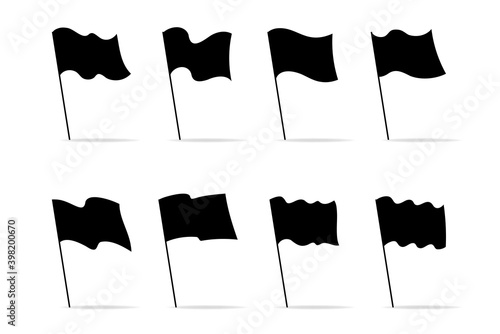 Silhouette set icons black flags for decoration graphic. Modern flat illustration.