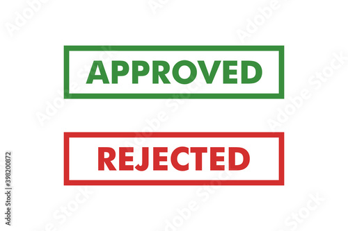 Approved and rejected stamps for business use. Vector illustration. Red and black stamps.