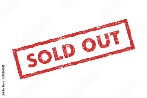 Red grunge rubber stamp with the text sold out written inside. Vector illustration.