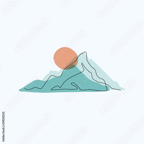 Abstract mountain range landscape, flat scenery background