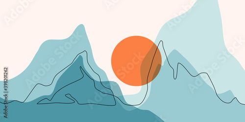 Abstract mountain range landscape, flat scenery background