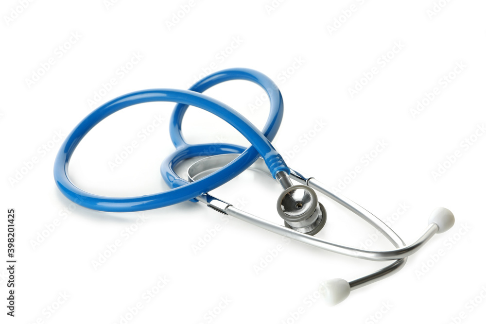 Blue medical stethoscope isolated on white background Blue medical stethoscope isolated on white background