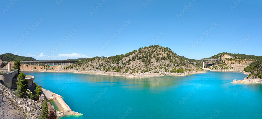 Contreras reservoir between the Community of Valencia and Castilla La Mancha, Panoramic. Contreras reservoir between the Community of Valencia and Castilla La Mancha, Panoramic.