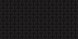 Vector realistic isolated black brick wall background for template and layout decoration.