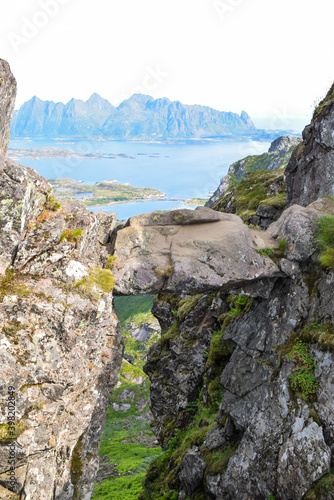 Djevelporten trekking in the afternoon, Lofoten Norway