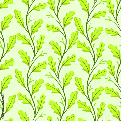 Vector seamless pattern with vertical oak twigs  for greeting cards  wrapping paper  packaging  posters  banners.