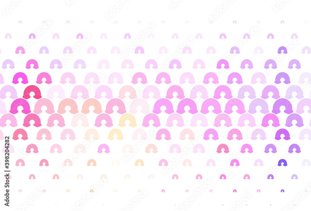 Light Pink, Yellow vector backdrop with rainbows, clouds. Light Pink, Yellow vector backdrop with rainbows, clouds.