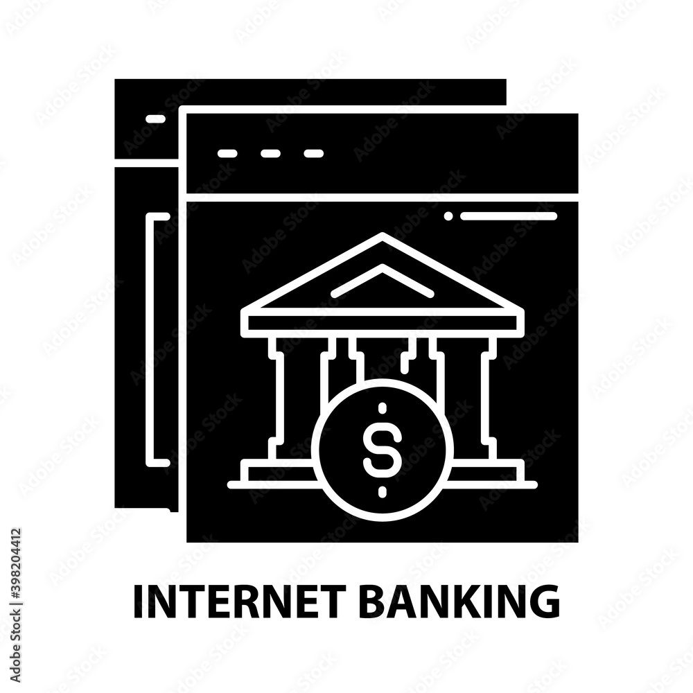 internet banking icon, black vector sign with editable strokes, concept illustration internet banking icon, black vector sign with editable strokes, concept illustration
