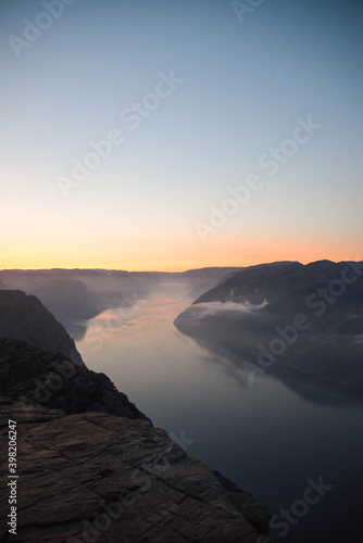 Sunrise trekking to Preikestolen, Norway