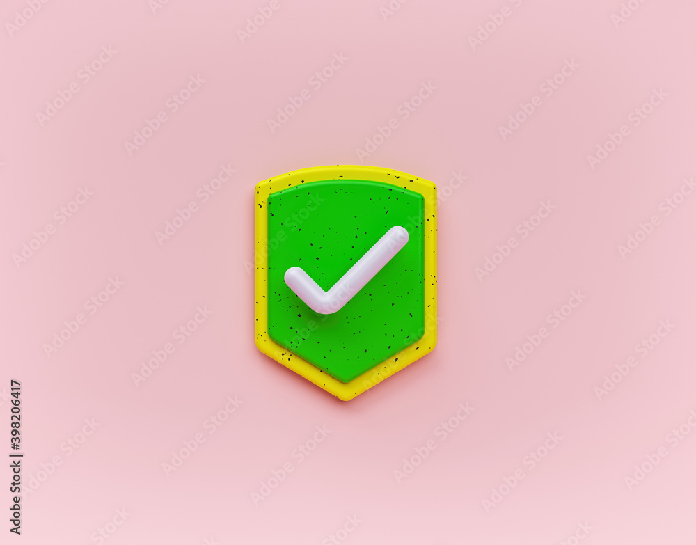Shield Check Mark Icon isolated. minimal symbol. 3d rendering Shield Check Mark Icon isolated. minimal symbol. 3d rendering