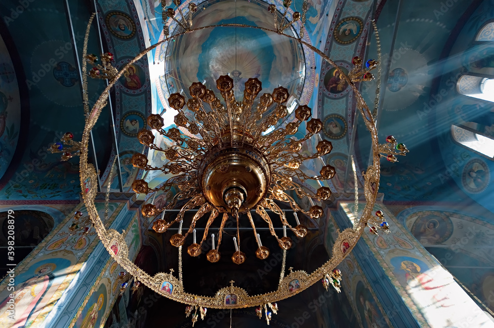 The chandelier in Assumption Cathedral in Volodymyr-Volynskyi in Ukraine