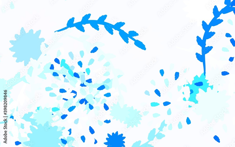 Light BLUE vector natural pattern with flowers