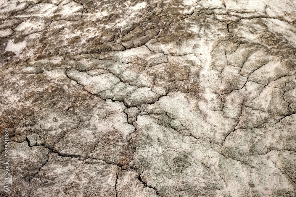 A web of cracks in the gray sand in autumn. Background A web of cracks in the gray sand in autumn. Background