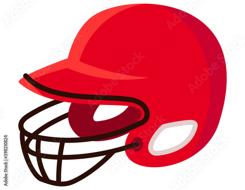Red baseball helmet. Sport equipment in cartoon style.