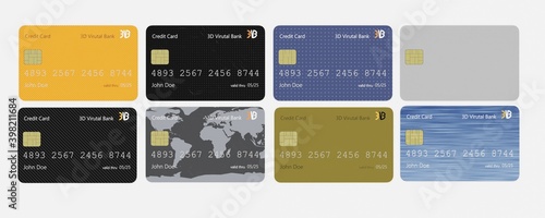 Realistic 3D Render of Credit Cards photo