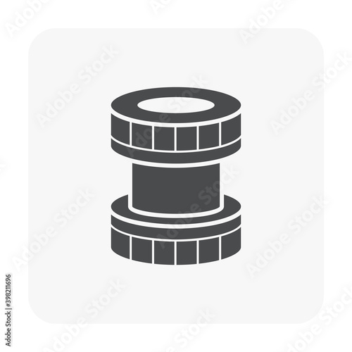 *DES*
HDPE compression coupling fittings vector icon. Pvc or plastic material to connection or join tube, pipe and hose. Working under pressure for plumbing, irrigation sprinkler and electrical condui