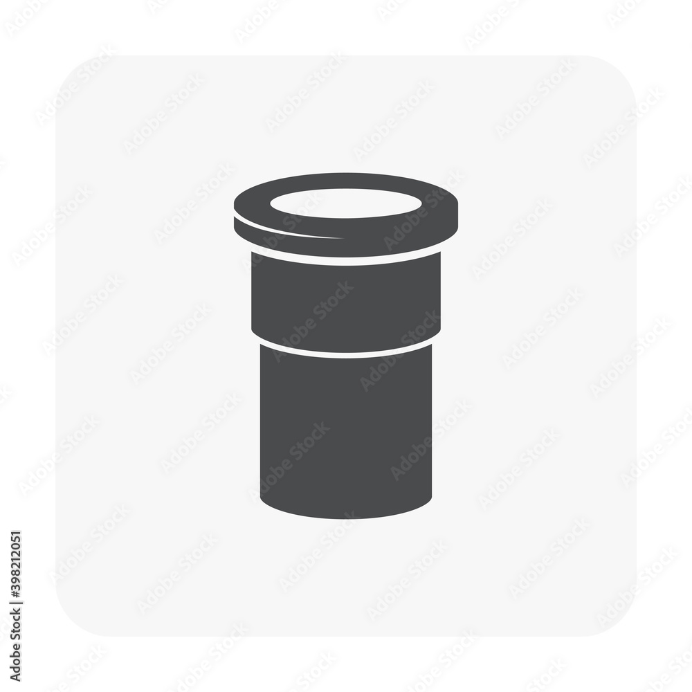 Pvc Socket Symbol PVC plastic pipe fitting vector icon. Adapter with slip socket opening ...