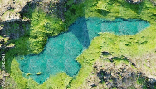 Fototapeta Naklejka Na Ścianę i Meble -  Realistic 3D Render of Lake