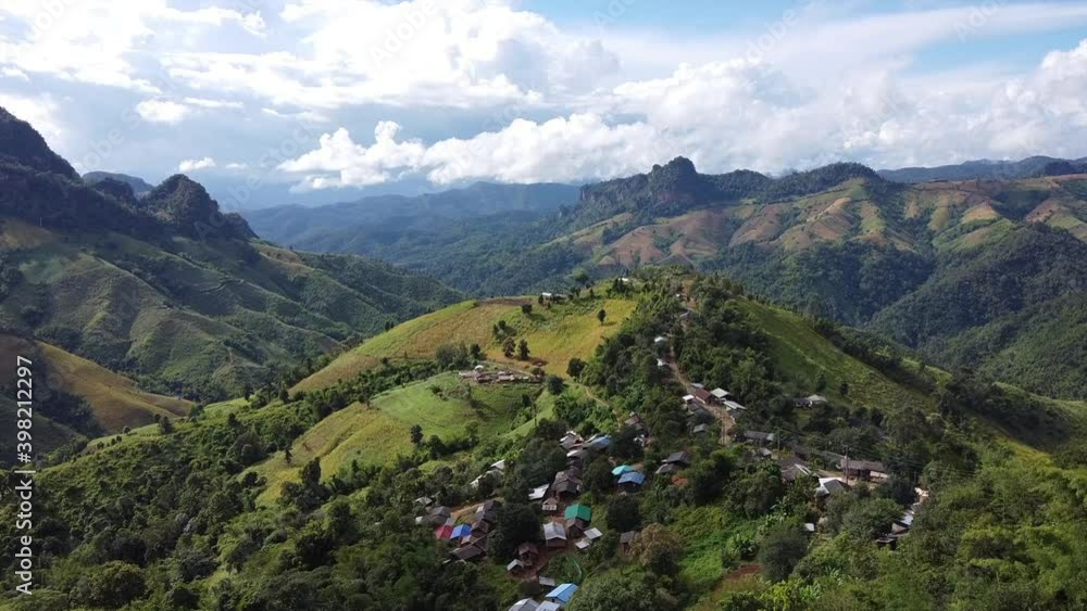 Aerial view from drone of rural village in the mountains Aerial view from drone of rural village in the mountains