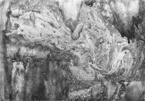 gray white black paint in monotype technique, abstract texture background for your design Imitation marble, granite. Paper marbling aqueous surface design, unique marble