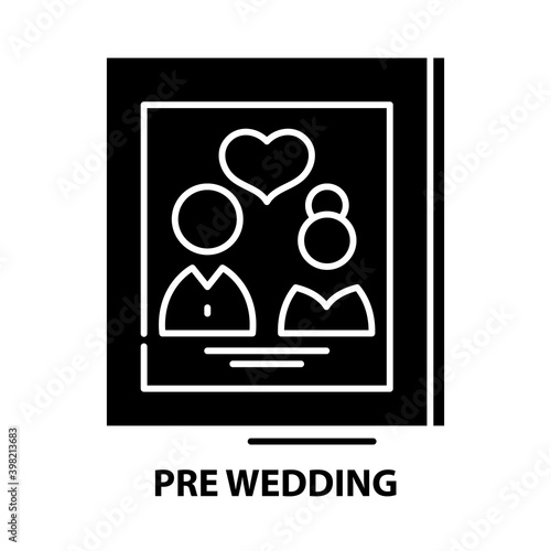 pre wedding icon, black vector sign with editable strokes, concept illustration