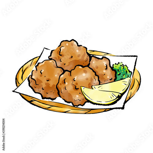 手書きラフスケッチ_鶏の唐揚げ karaage