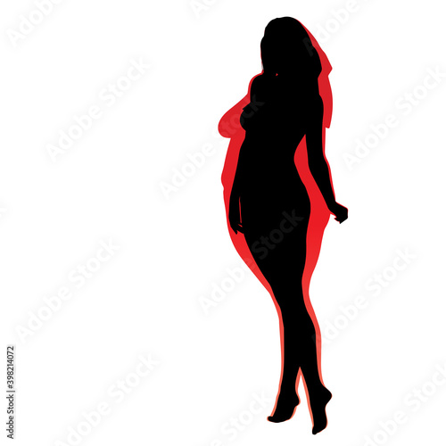 Vector conceptual fat overweight obese female vs slim fit healthy body after weight loss or diet with muscles thin young woman isolated. Fitness, nutrition or fatness obesity, health silhouette shape