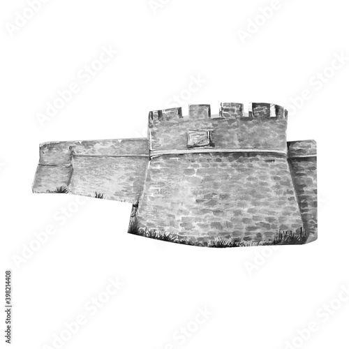 OTHELLO CASTLE, NORTH CYPRUS, WATERCOLOR ILLUSTRATION