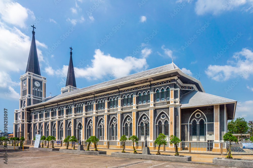 Side view of Cathedral of the Immaculate Conception. It is the one of the largest Catholic churches in Thailand.