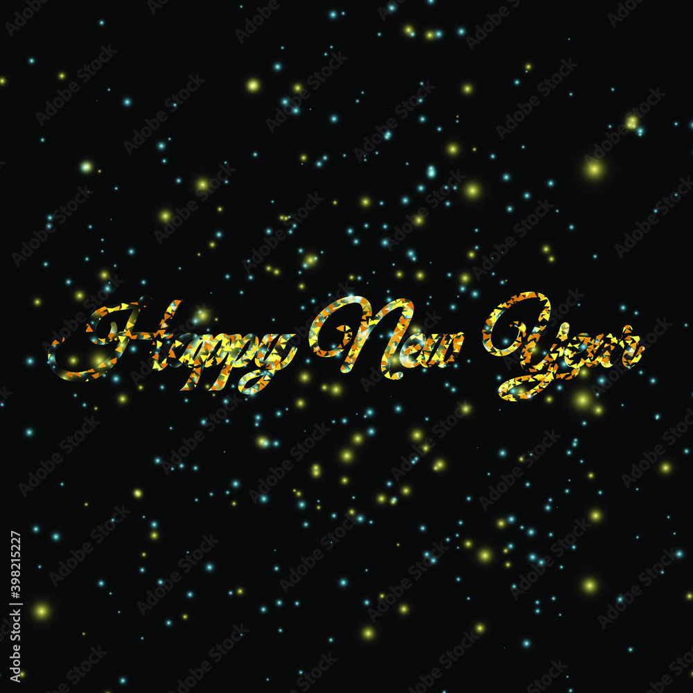 Holiday Greeting Card. 2021 New Year. Glitter Gold Confetti. Isolated Vector. 2021 Merry Christmas Banner. Shiny Party Background. Xmas present. Bright decoration. Falling Confetti. Xmas celebration.