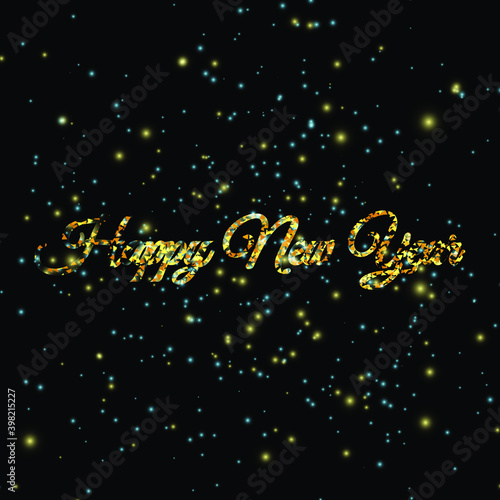 Holiday Greeting Card. 2021 New Year. Glitter Gold Confetti. Isolated Vector. 2021 Merry Christmas Banner. Shiny Party Background. Xmas present. Bright decoration. Falling Confetti. Xmas celebration.