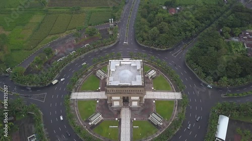 Drone view of Kediri city landmark. the monument of Gumul intersection, kediri-indonesia