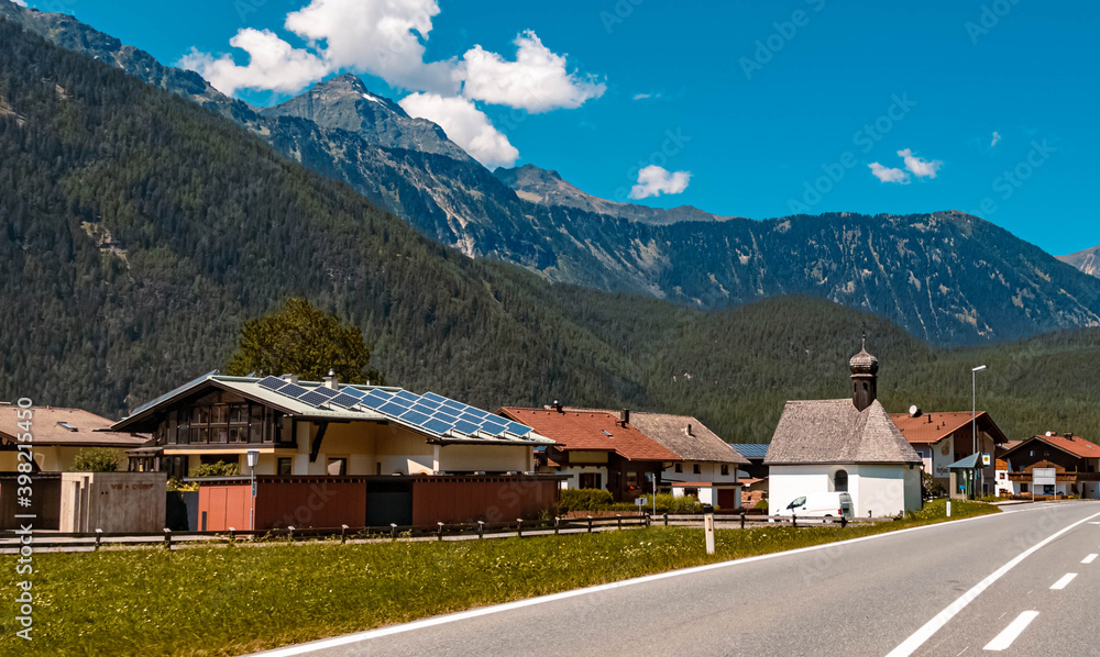 Beautiful alpine view with a chapel near Soelden, Oetztal, Tyrol, Austria