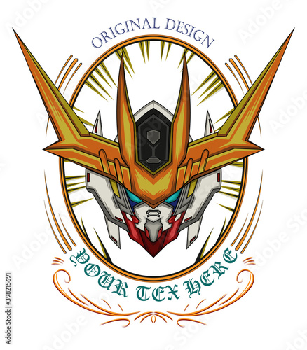 Obraz na plátne cyborg face illustration with ornament frame