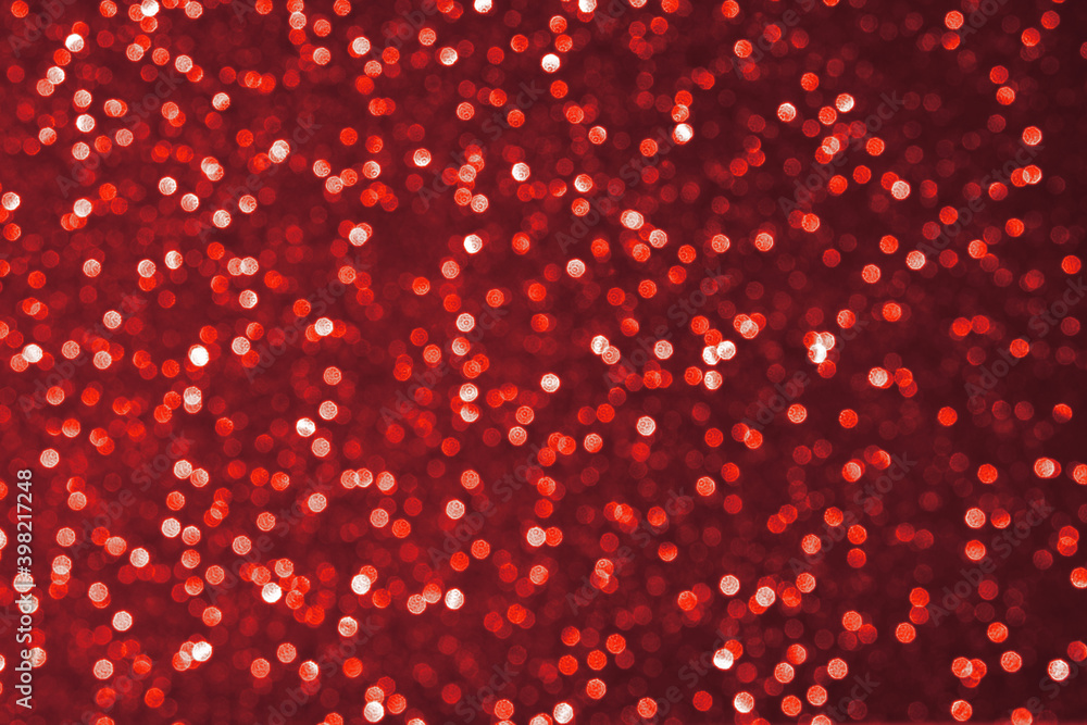 Abstract golden red color dot defocused bokeh background. Holiday festive concept.