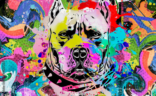 Acid dog's head in eyeglass...