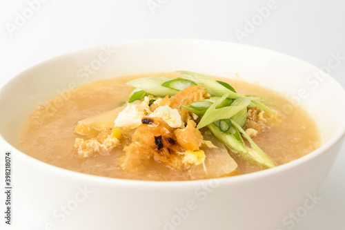 Dried Pollack Soup on White Background