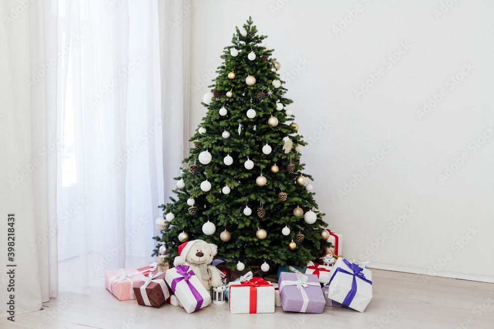 decor new year holiday interior Christmas tree gifts