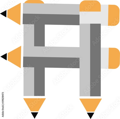 illustration of font type created by pencil shape