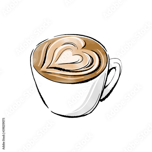 手書きラフスケッチ_カフェラテ latte